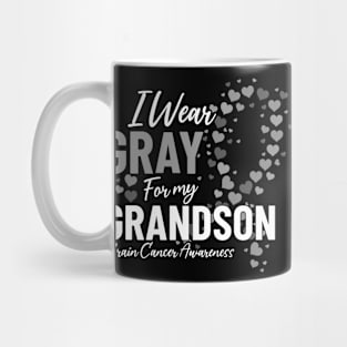 I Wear Gray for My Grandson Brain Cancer Disease Gray Ribbon Mug